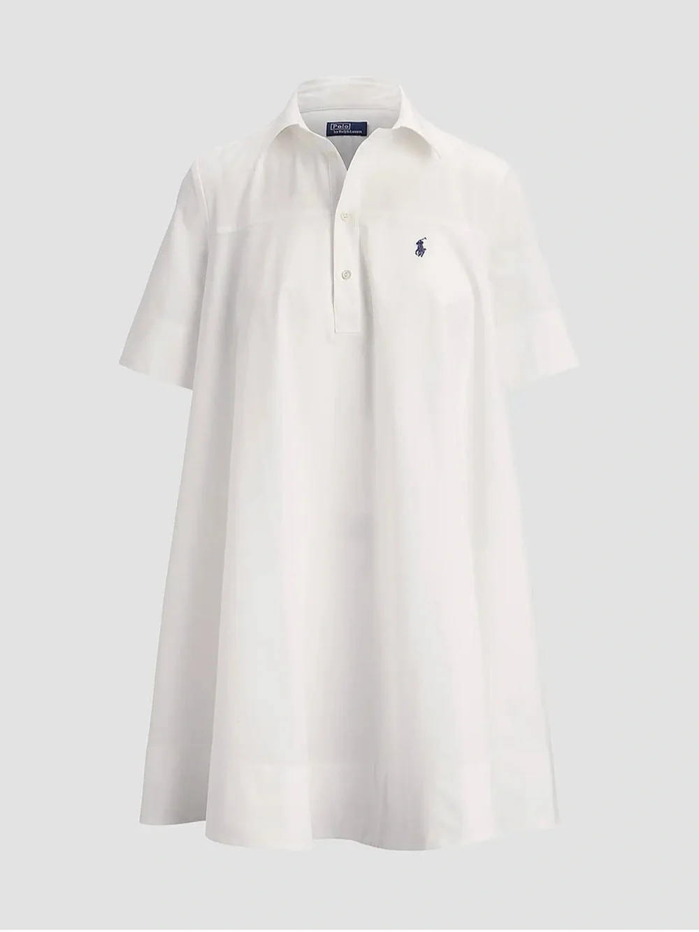 Ralph Lauren White Short-Sleeve Polo Dress with Navy Logo